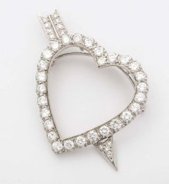 Diamond Heart and Arrow Platinum Pendant/Pin