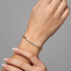 Diamond Heart Bar 14K (or 18k upon request) Gold Curb Chain Bracelet