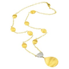 Diamond Heart Bead Chain Link Yellow Gold Pendant Necklace