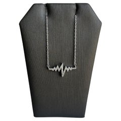 Diamond Heart Beat Necklace in Sterling Silver - 0.18ctw Diamonds, 18", New