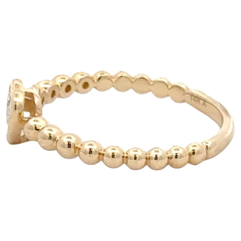 Contemporain Bague cœur perlée 0,17 carat or jaune 14 carats 2,11 grammes en vente