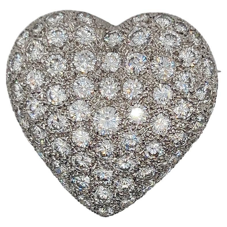 Diamond Heart Brooch (5cts) For Sale