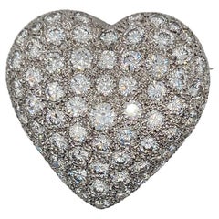 Retro Diamond Heart Brooch (5cts)