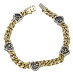Diamond Heart Chain Gold Bracelet