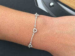 Pulsera de eslabones de cadena con corazón de diamantes Oro blanco 14k