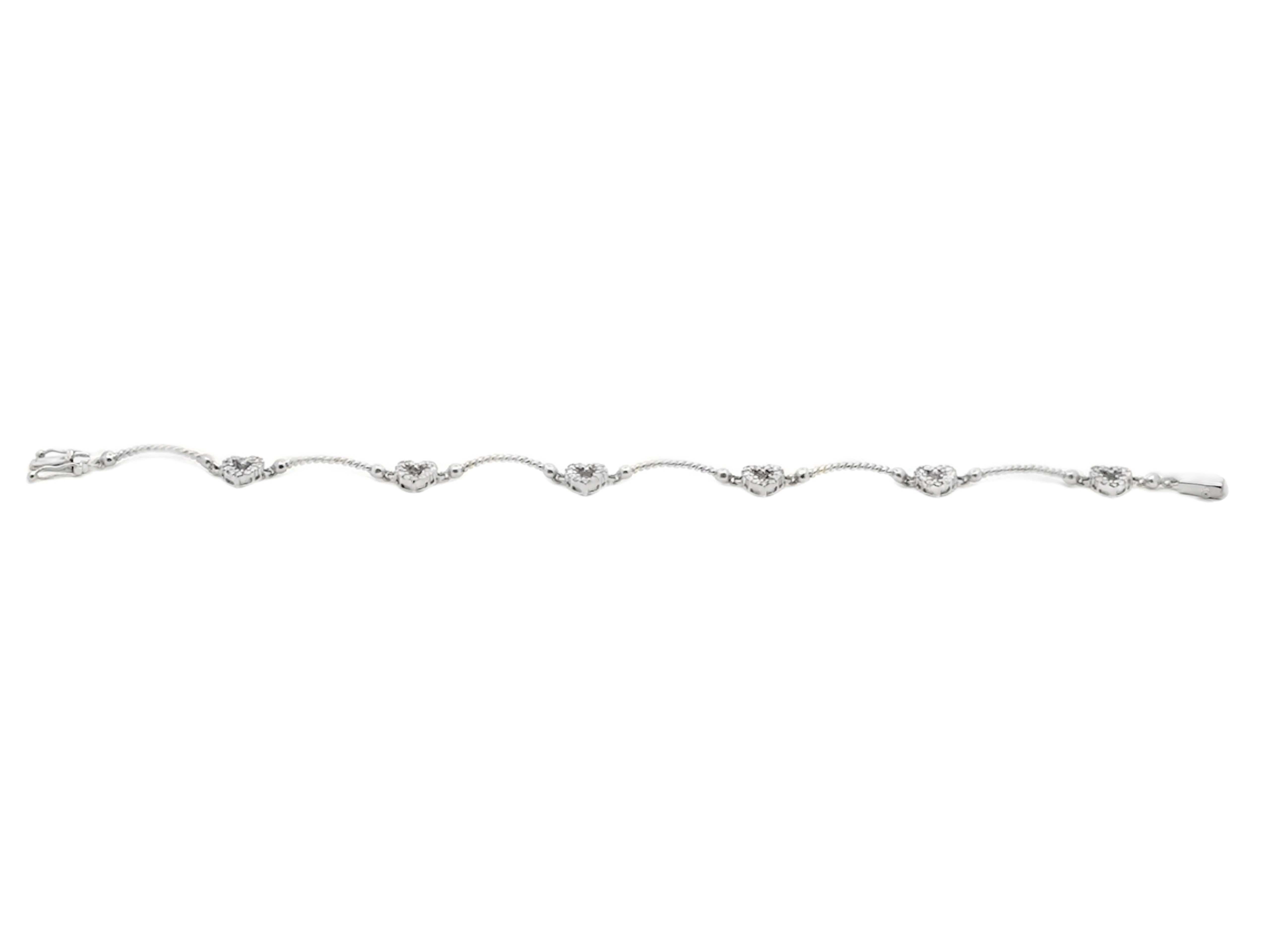 Diamant-Herzkette-Gliederarmband 14k Weißgold mit Diamanten für Damen oder Herren im Angebot