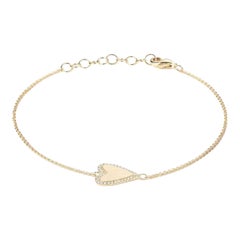Pulsera de cadena de oro de 14 quilates (o 18 quilates bajo pedido) con dije de corazón de diamante