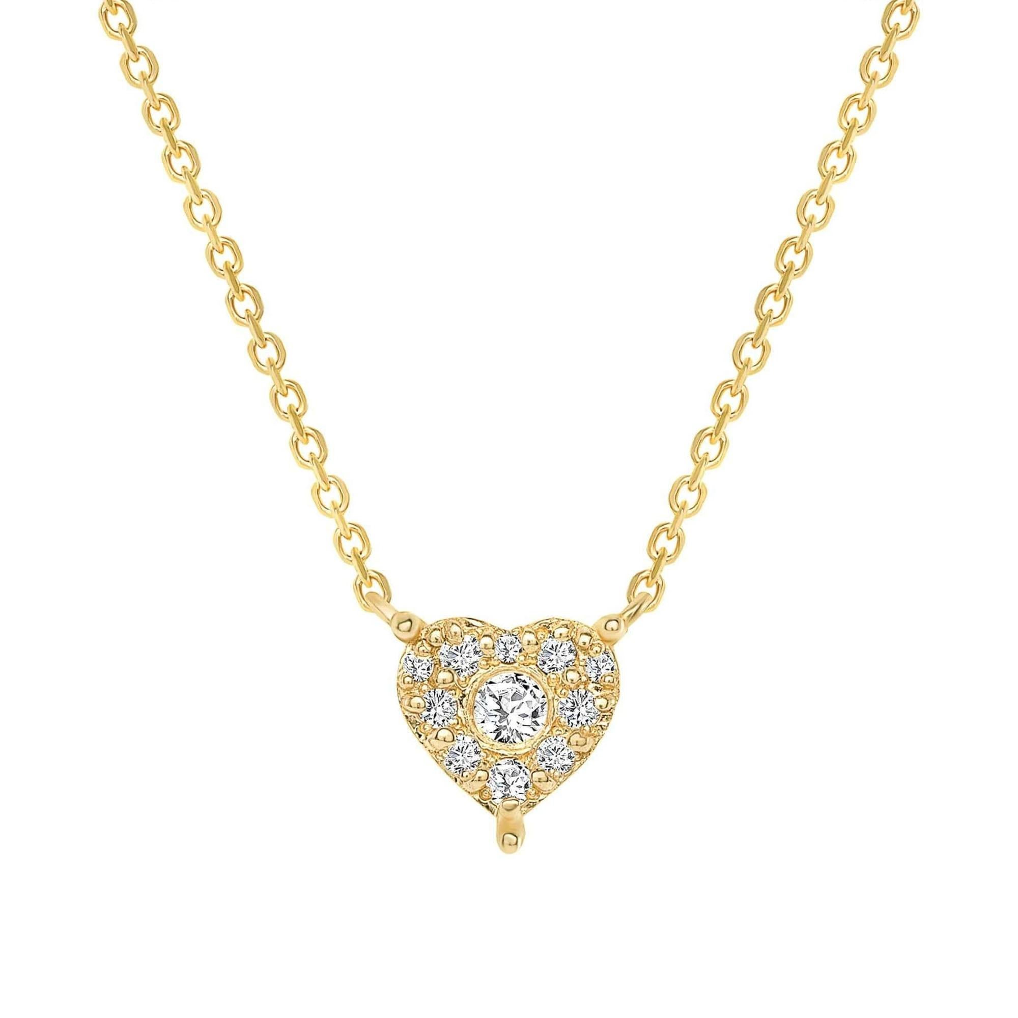 Collana con ciondolo con cuore di diamanti in oro 14K in vendita