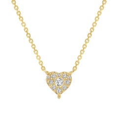 Collana con ciondolo con cuore di diamanti in oro 14K