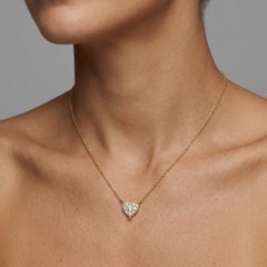 Collier pendentif cœur grappe de diamants en or 14 carats