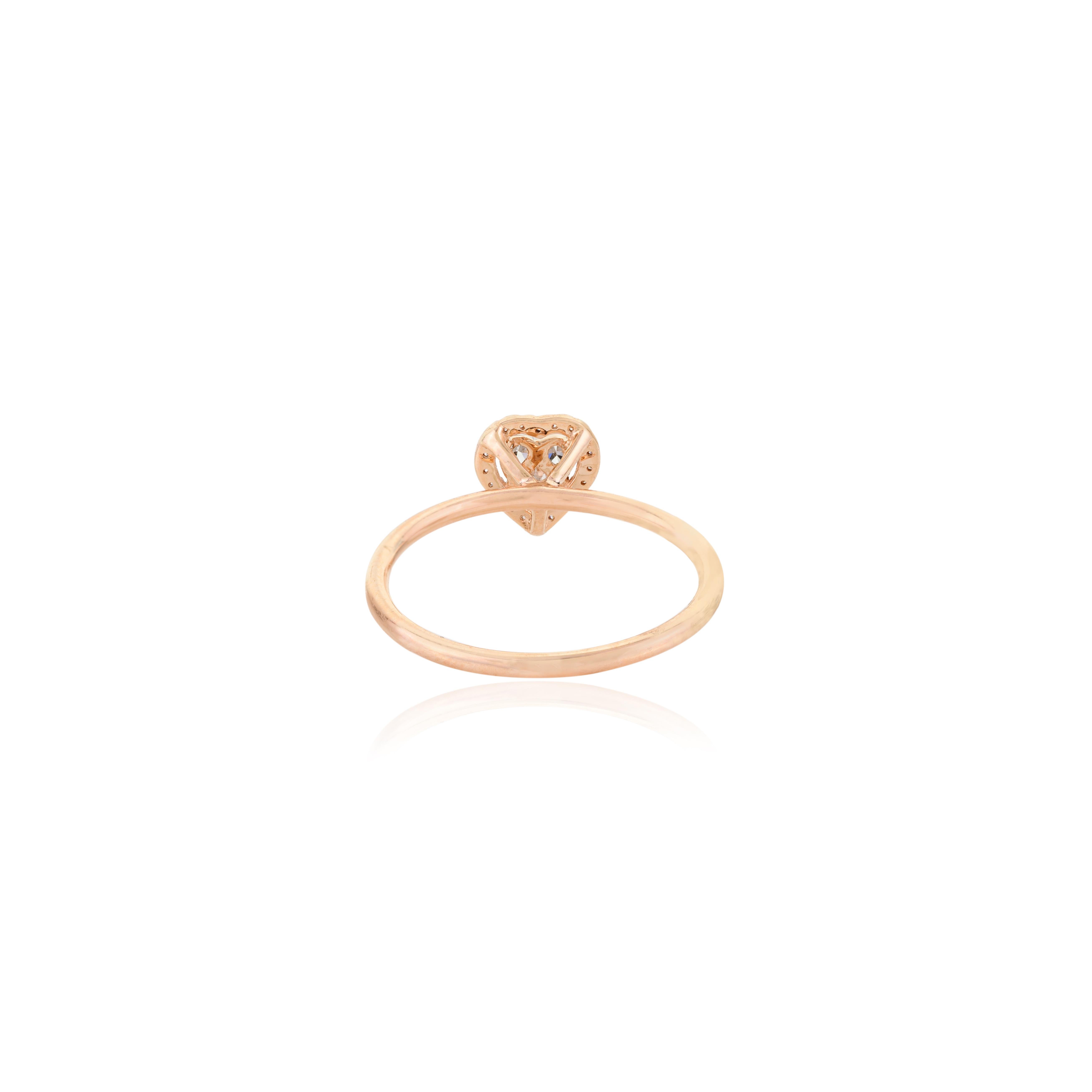 En venta: Anillo de compromiso de diamantes en racimo de corazones para mujer en oro rosa macizo de 18k  5