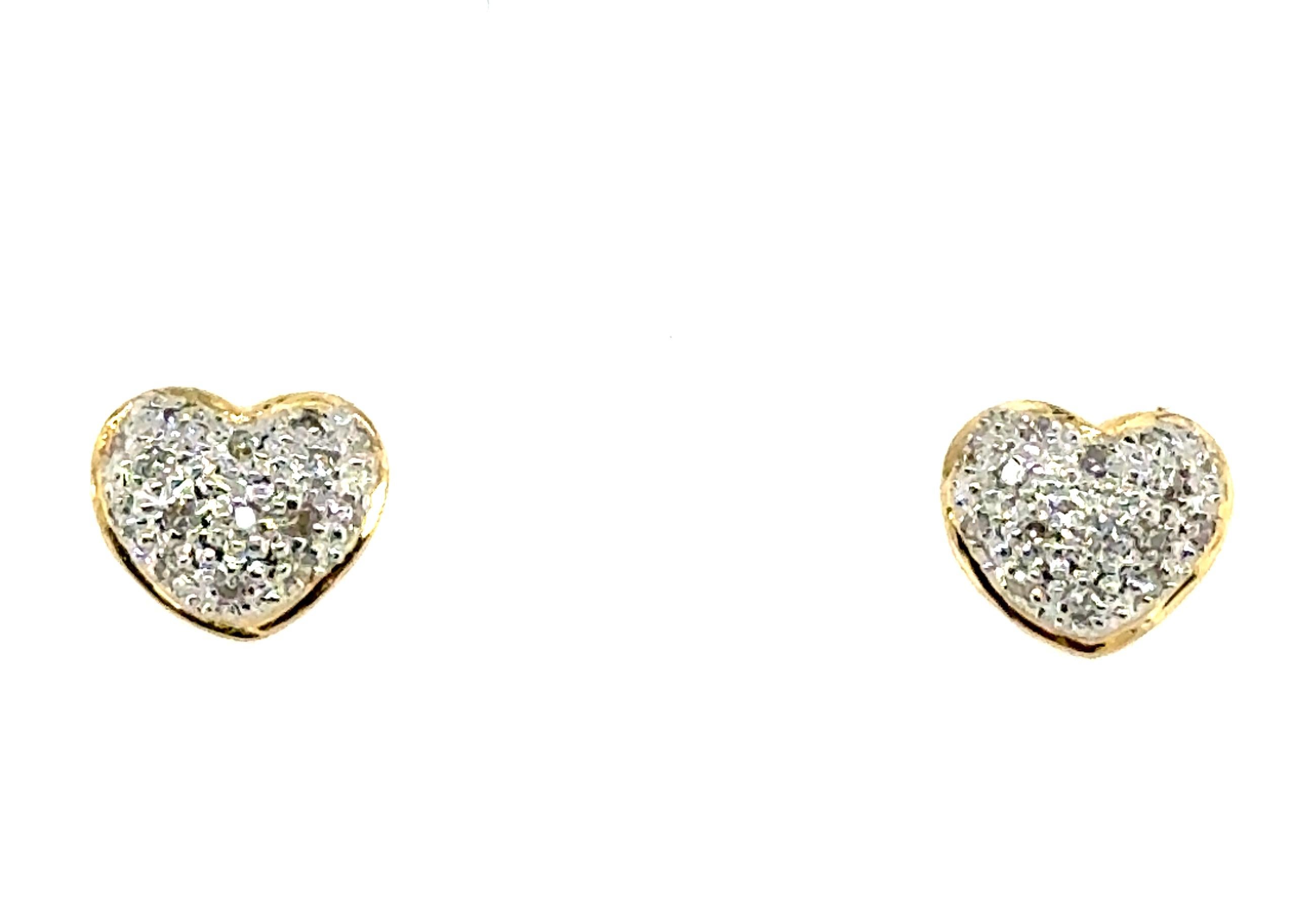 Pendientes de diamantes en racimo de corazón .25ct Oro blanco y amarillo de 14K Diamantes minados Corte redondo en venta