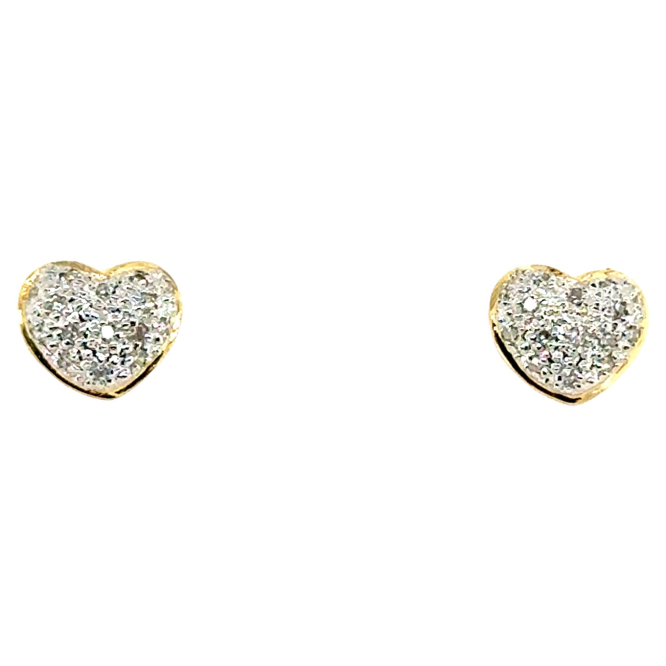 Pendientes de diamantes en racimo de corazón .25ct Oro blanco y amarillo de 14K Diamantes minados en venta