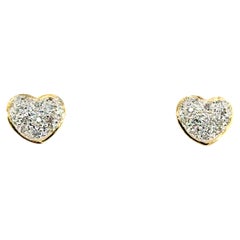 Pendientes de diamantes en racimo de corazón .25ct Oro blanco y amarillo de 14K Diamantes minados