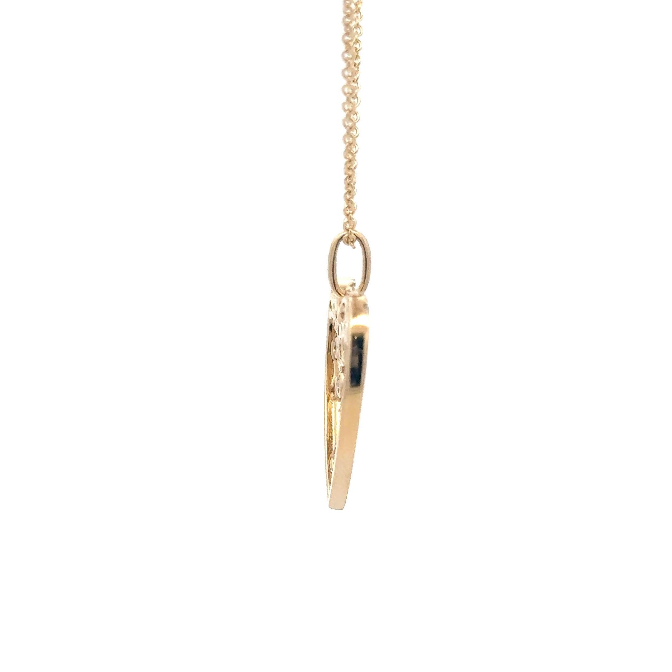 Collana con coriandoli di diamanti a forma di cuore 0,90 carati in oro giallo 14KT 5,3 grammi in vendita 1