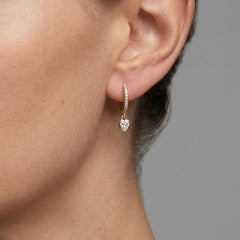 0.55ct Fancy Diamond Heart Drop 14K Gold Huggie Hoop Earrings