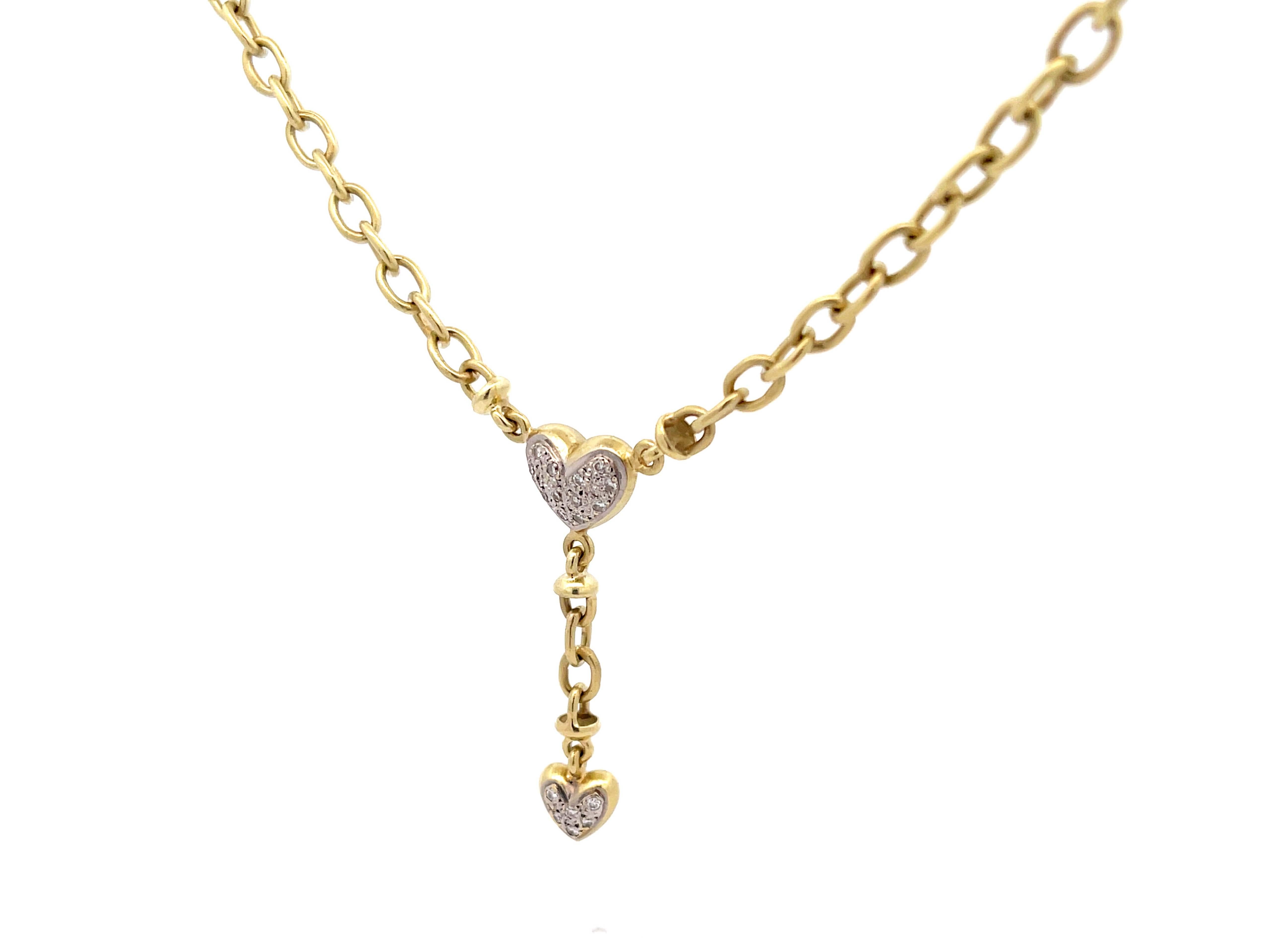Brilliant Cut Diamond Heart Drop Pendant Chain in 14k Green Gold