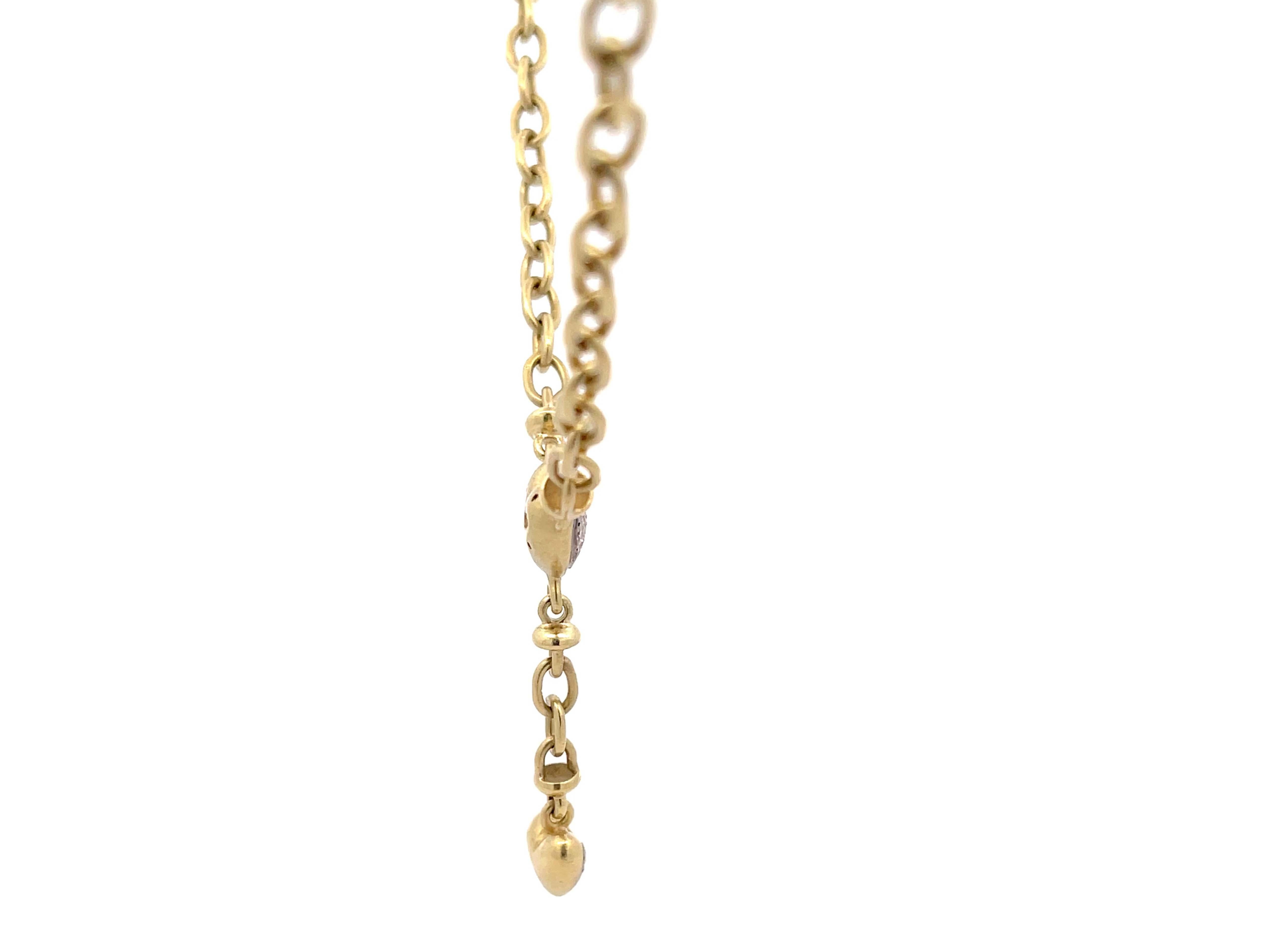 Women's Diamond Heart Drop Pendant Chain in 14k Green Gold