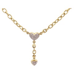 Diamond Heart Drop Pendant Chain in 14k Green Gold