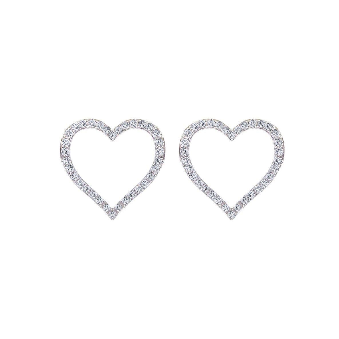 Round Cut Diamond Heart Earring in 18 Karat Gold For Sale