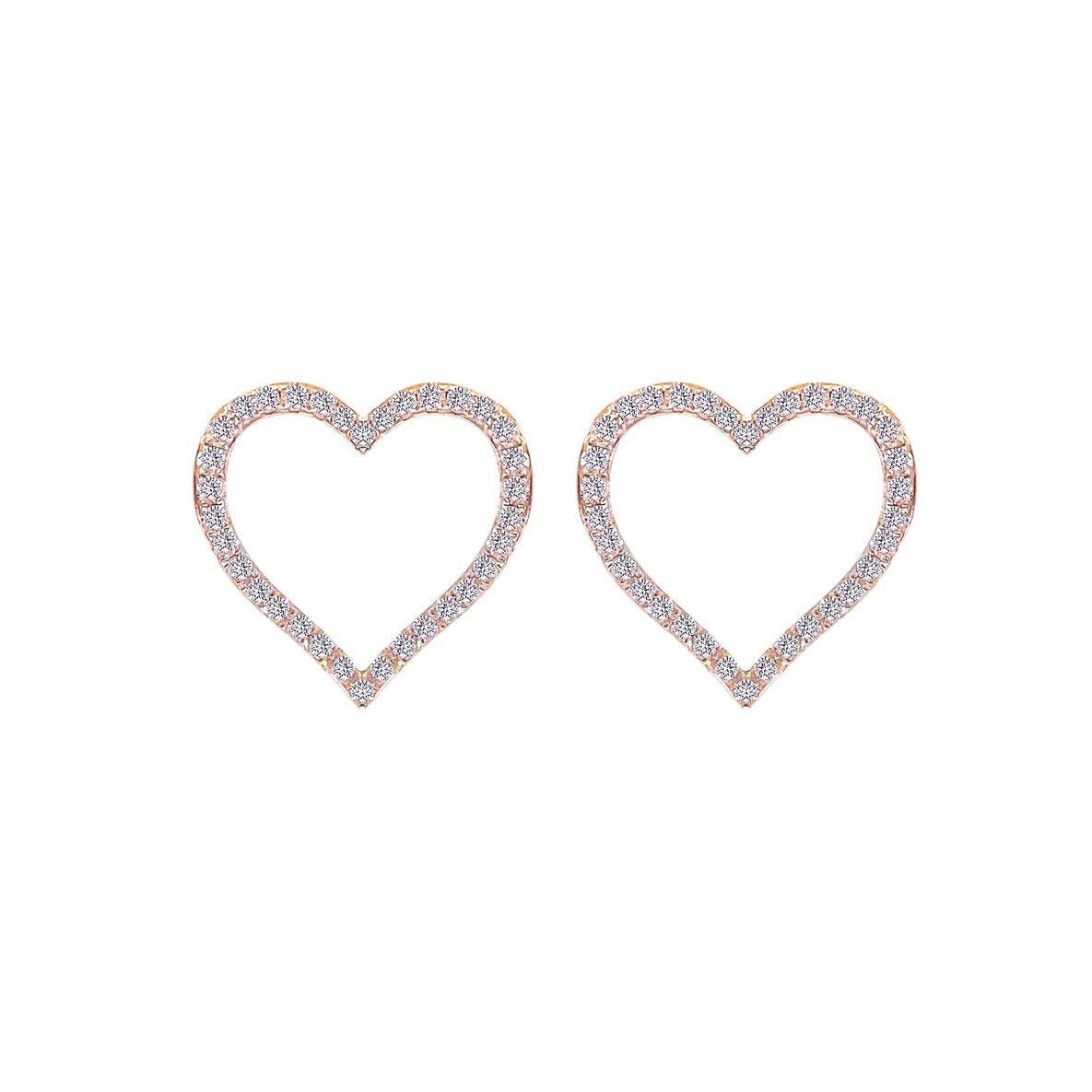 Diamond Heart Earring in 18 Karat Gold In New Condition For Sale In Hong Kong, HK