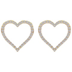 Boucles d'oreilles en forme de cœur en or 18 carats et diamant