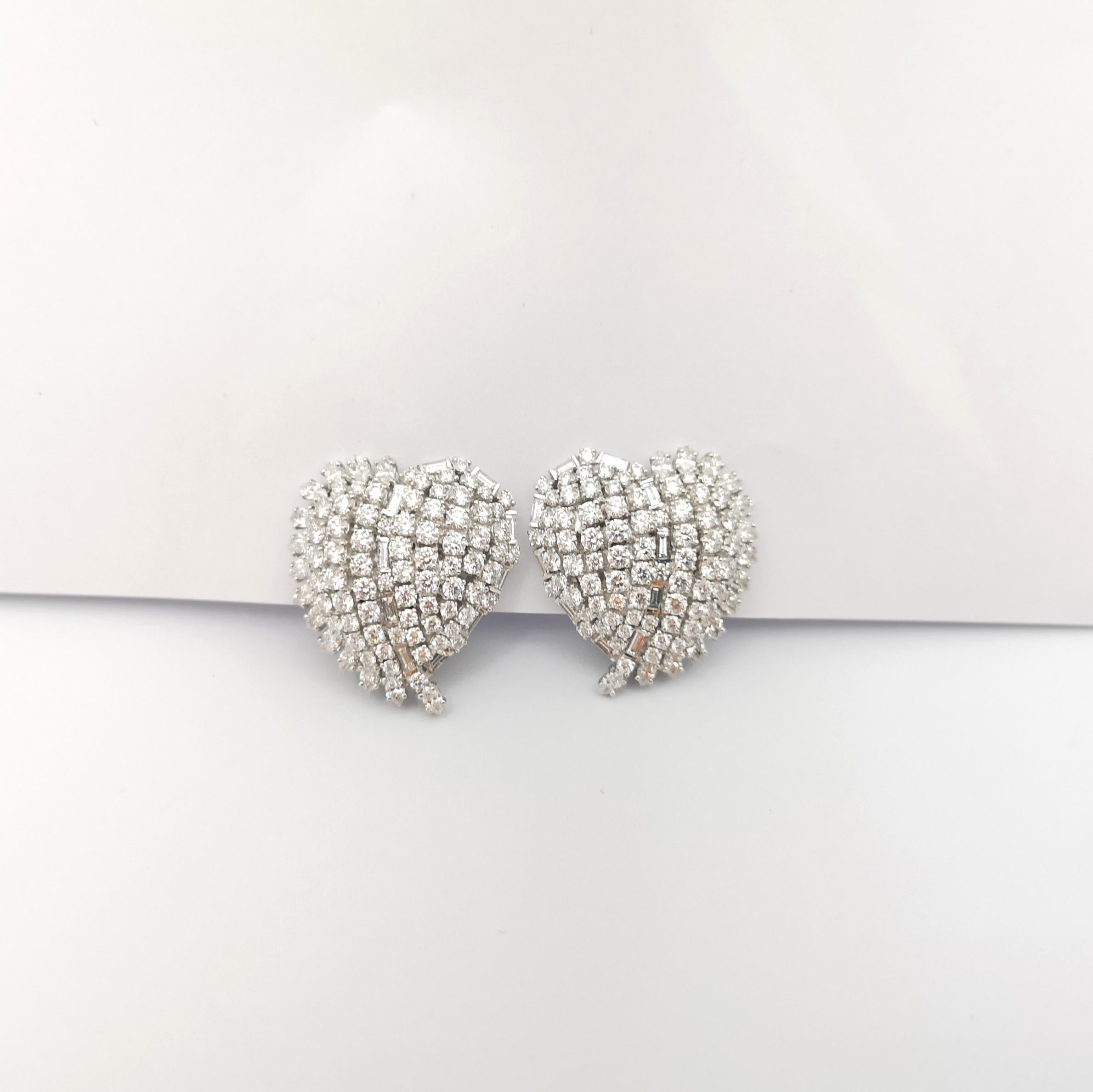 Diamond Heart Earrings set in 18K White Gold Settings For Sale 4