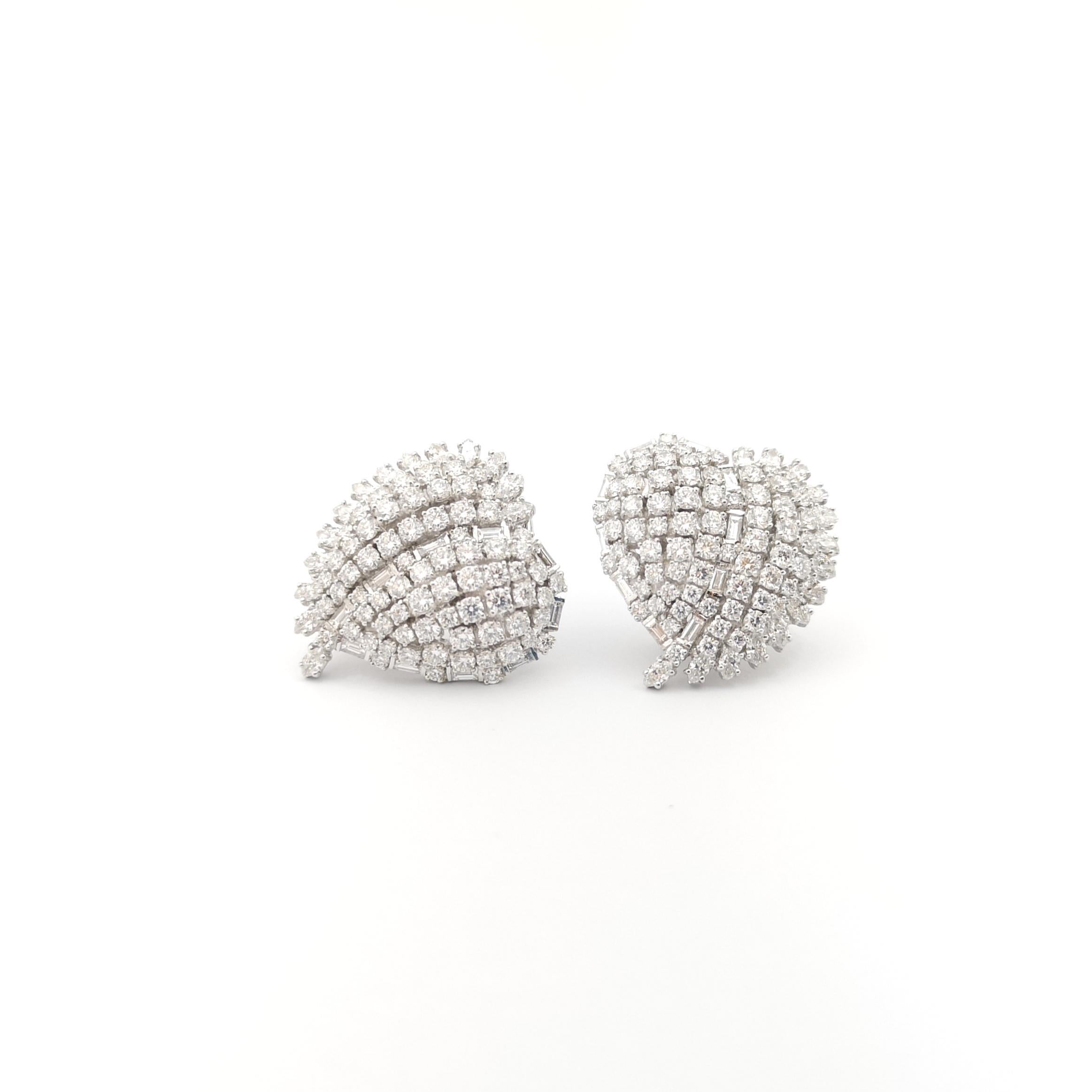 Brilliant Cut Diamond Heart Earrings set in 18K White Gold Settings For Sale