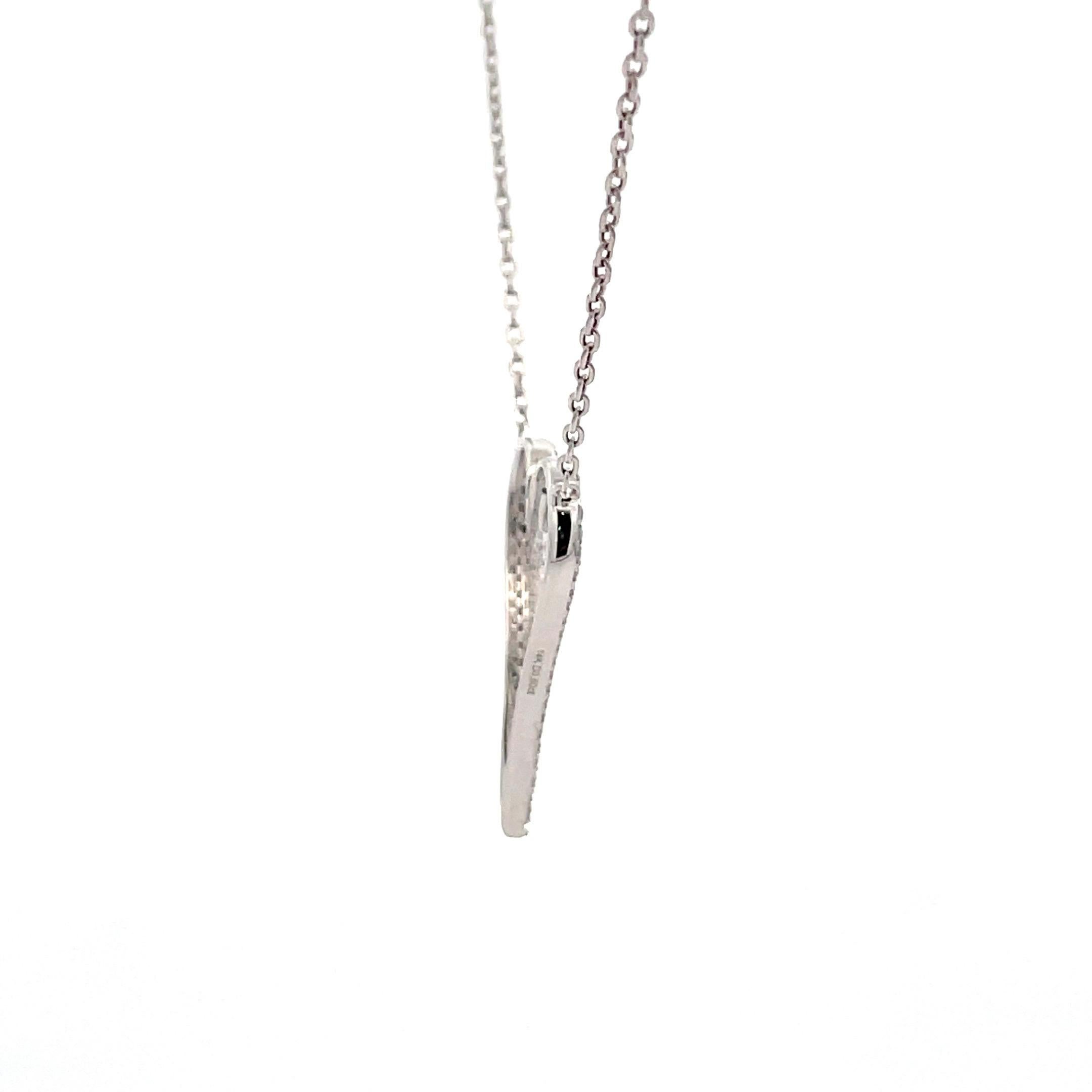 Round Cut Diamond Heart Fashion Pendant Necklace 0.60 Carat 14 Karat White Gold For Sale