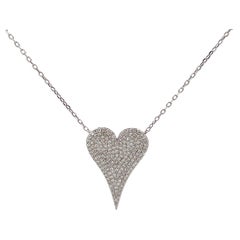 Diamond Heart Fashion Pendant Necklace 0.60 Carat 14 Karat White Gold