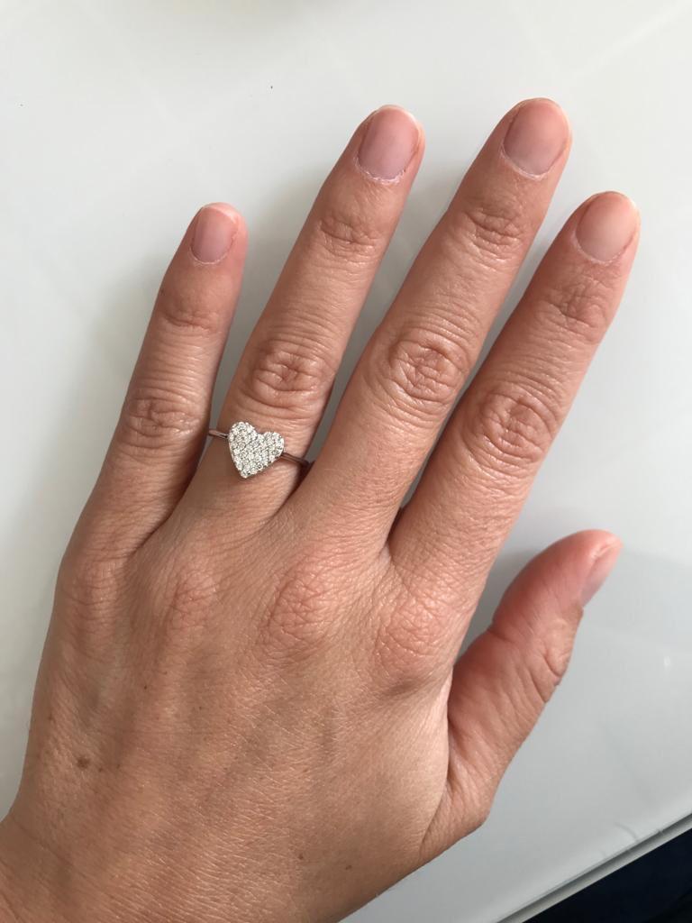 Diamond Heart Gold Ring In New Condition In Napoli, Italy