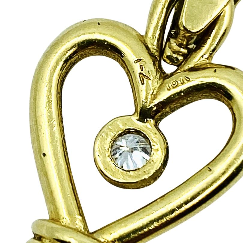 Collana con ciondolo in oro con chiave a cuore con diamante in vendita 1