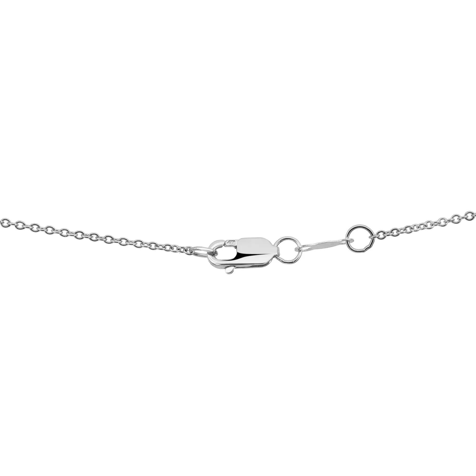 Modern Diamond Heart Lariat Necklace Round Cut 14K White Gold 0.14Cttw For Sale