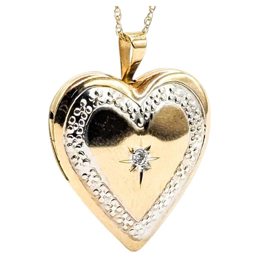 Diamond Heart Locket Pendant in 14k Yellow Gold