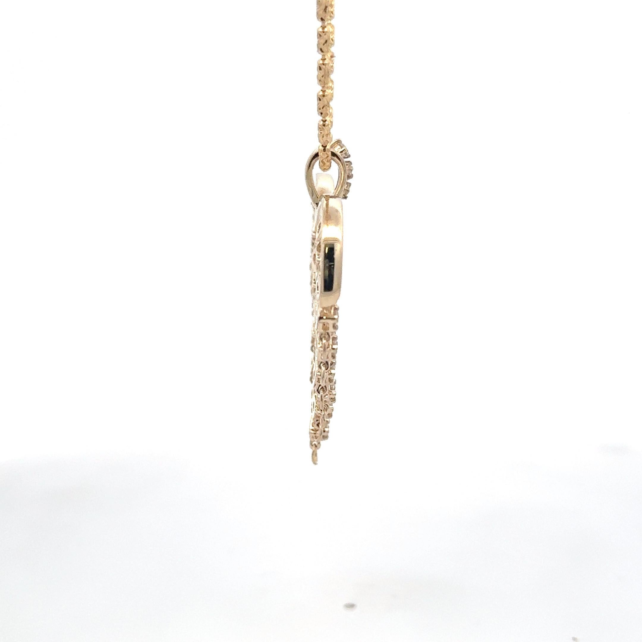 Collier avec pendentif en forme de coeur en diamant 1.43 carats Or jaune 14 carats 14.5 Grammes en vente 2