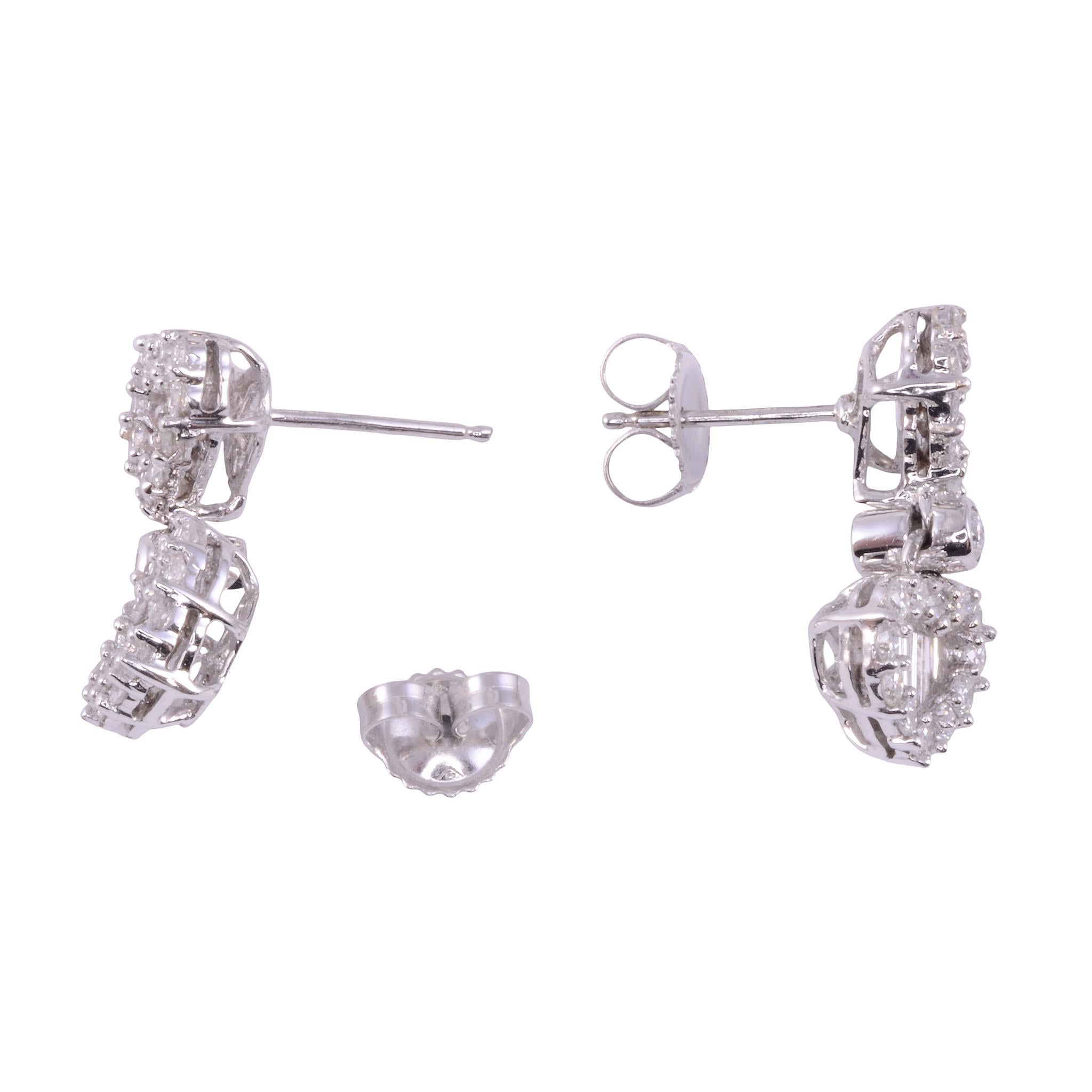 Diamond Heart Motif Earrings In Good Condition In Solvang, CA