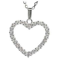 Collier cœur en or blanc 14 carats avec diamants naturels