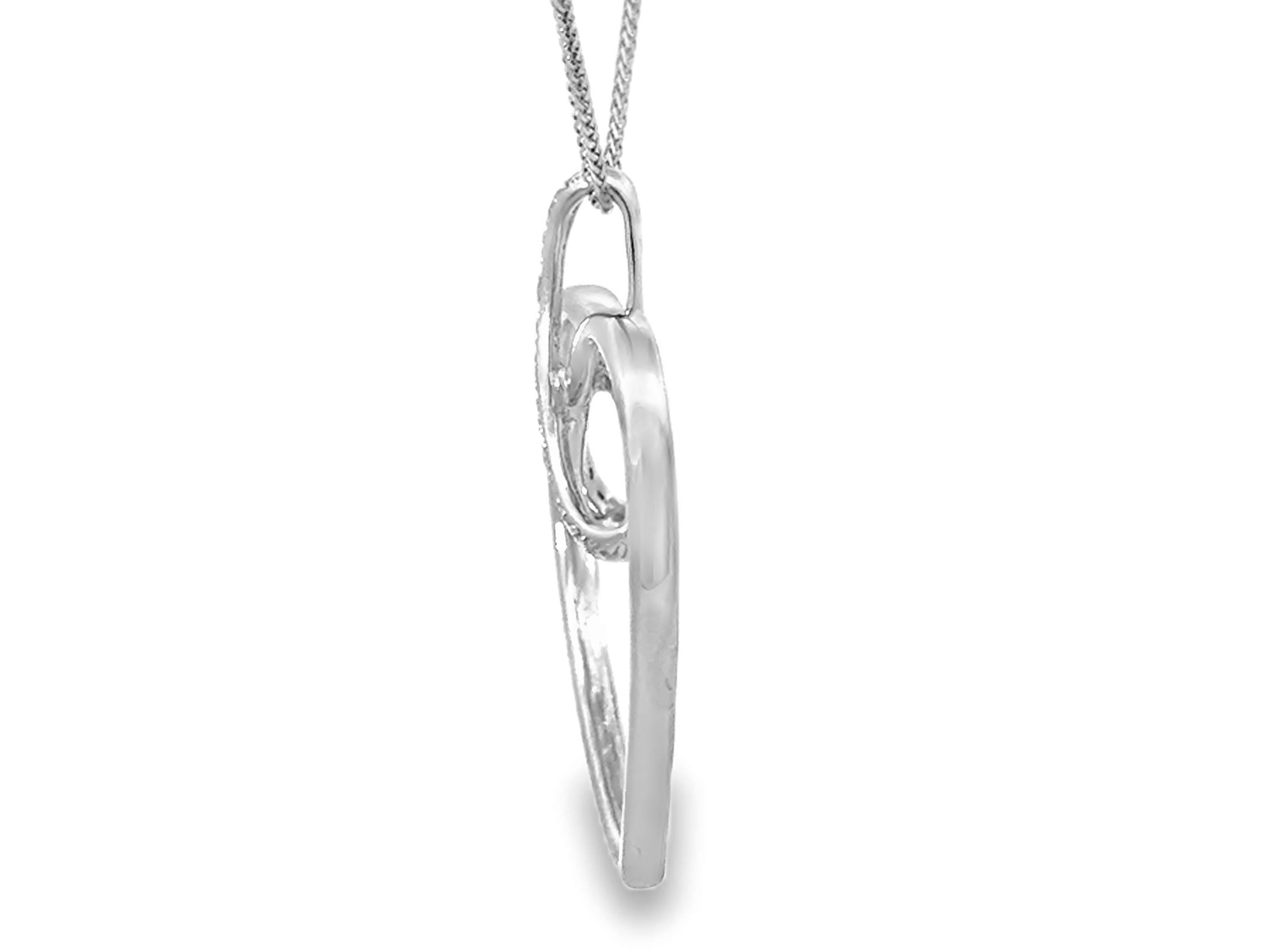 Women's Diamond Heart Necklace 14k White Gold For Sale