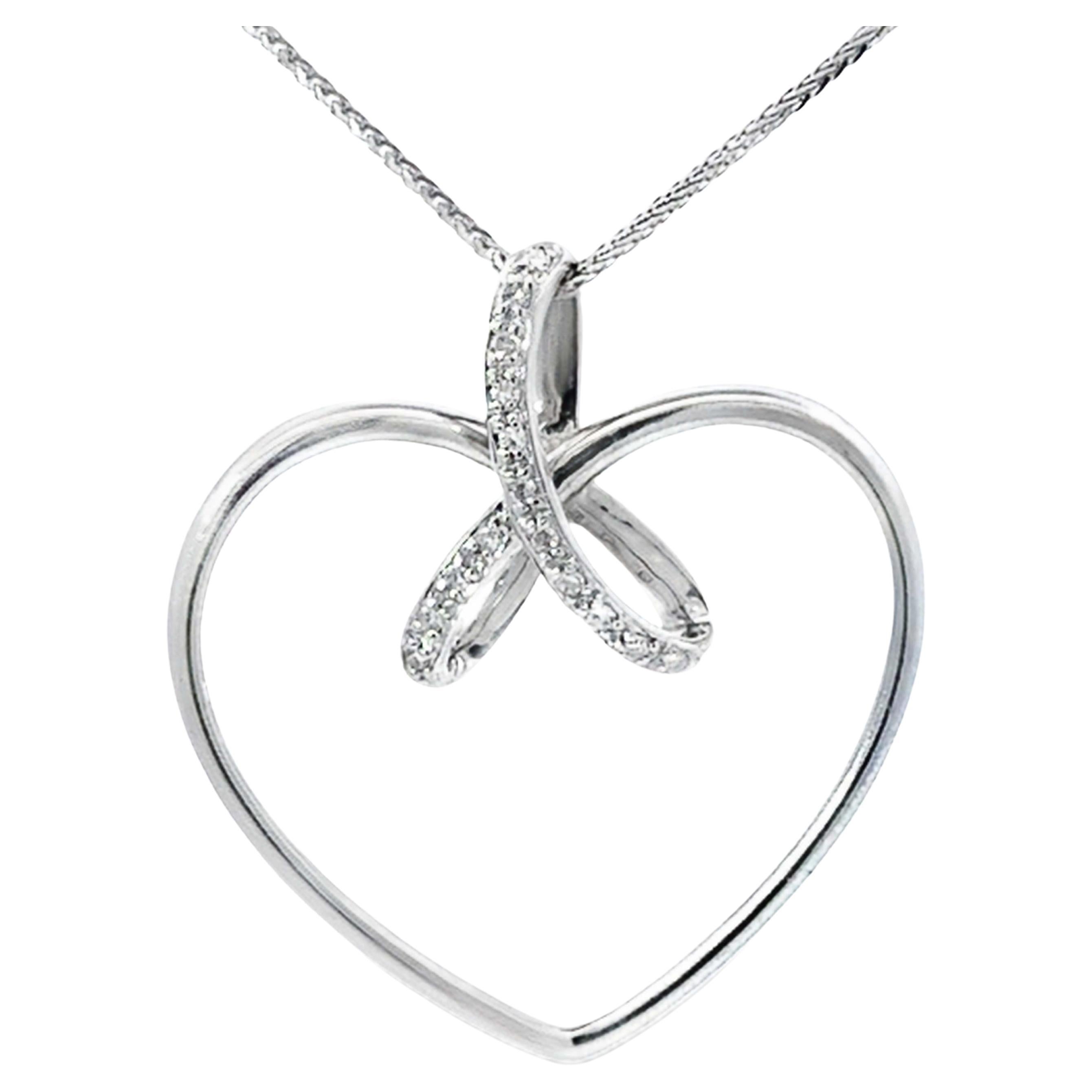 Diamond Heart Necklace 14k White Gold