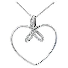 Diamond Heart Necklace 14k White Gold