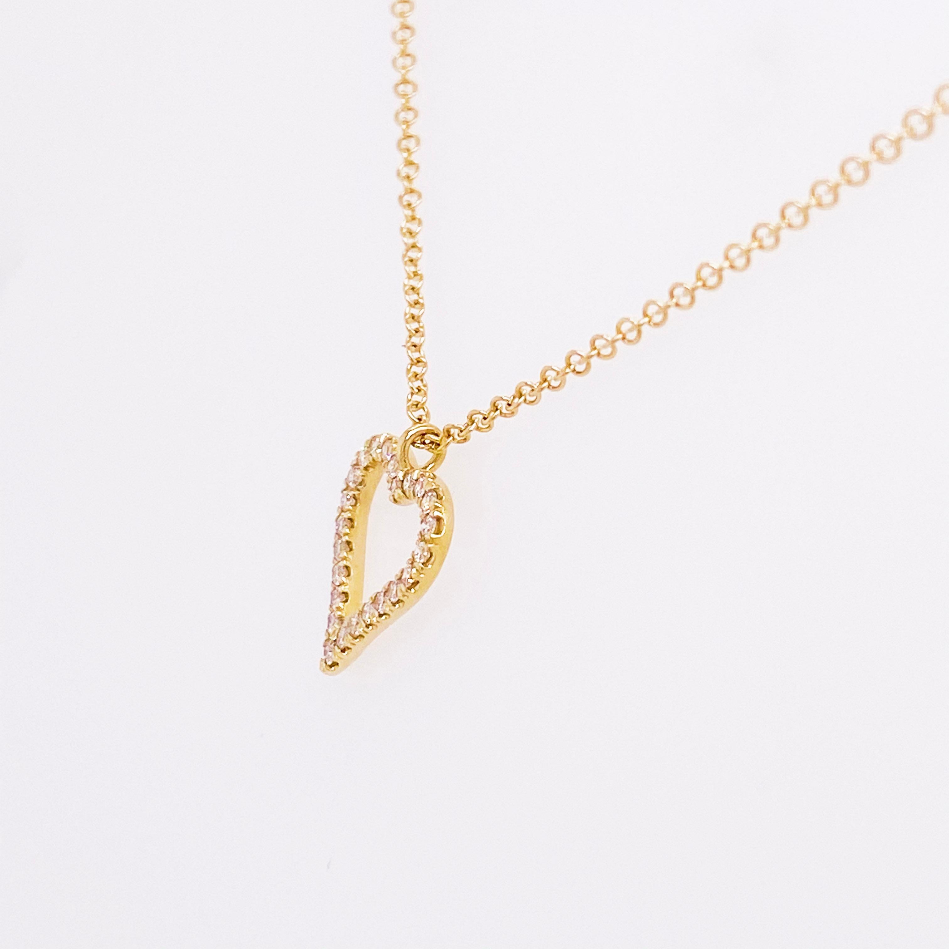 pave diamond heart pendant yellow gold
