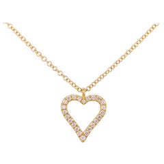Collar Corazón Diamante, Oro Amarillo 14K Pave Diamante Corazón Abierto, NK5452Y45JJ