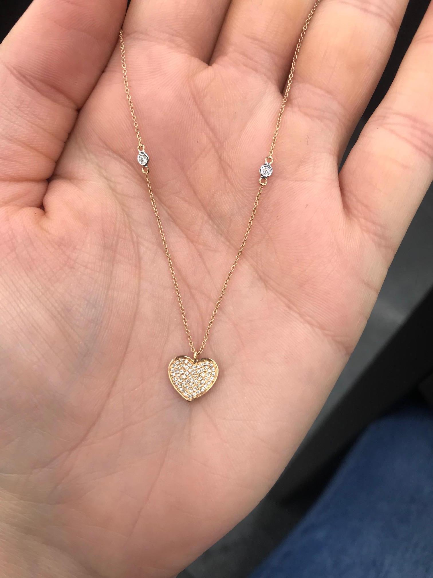 18K Rose gold necklace featuring one diamond heart weighing 0.10 carats.
