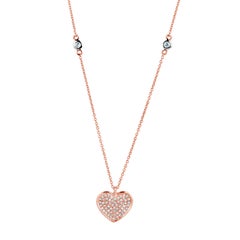 Diamond Heart Necklace 18 Karat Rose Gold