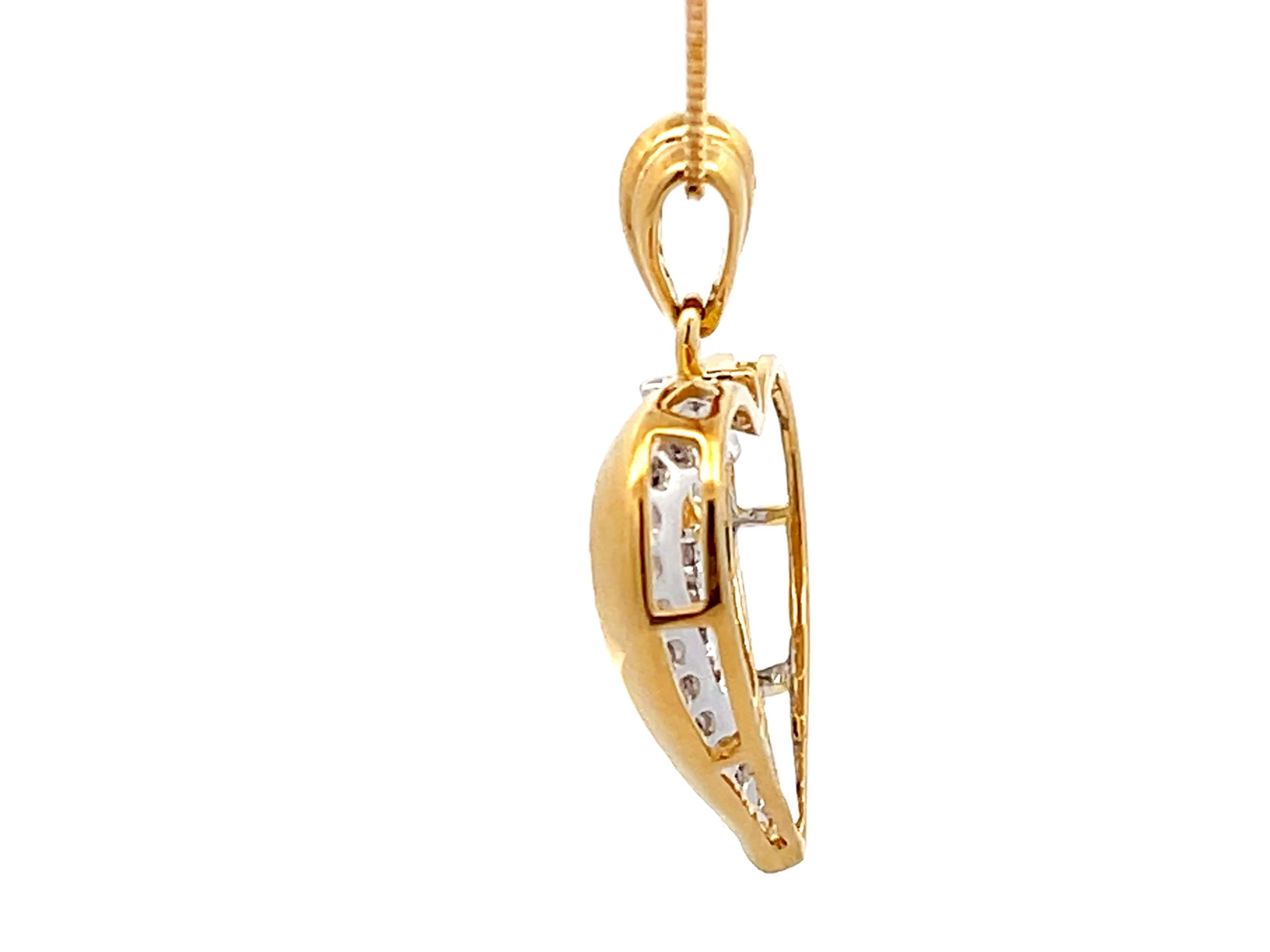 Women's Diamond Heart Necklace 18k Yellow Gold For Sale