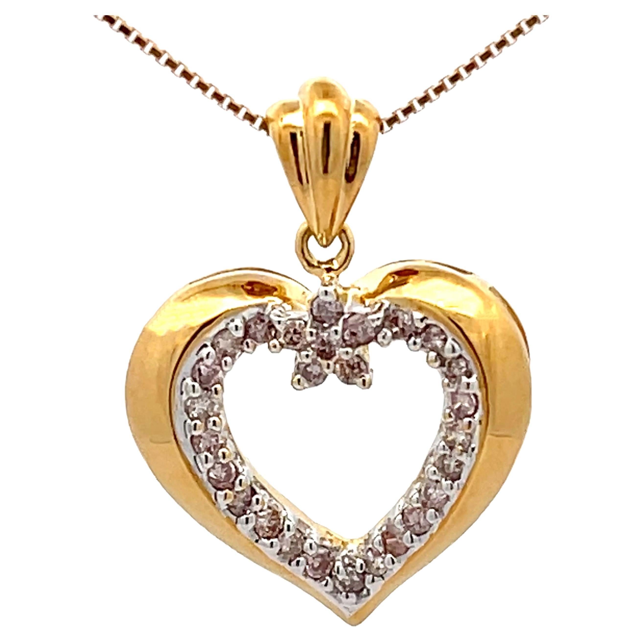 Diamant-Herz-Halskette aus 18 Karat Gelbgold im Angebot