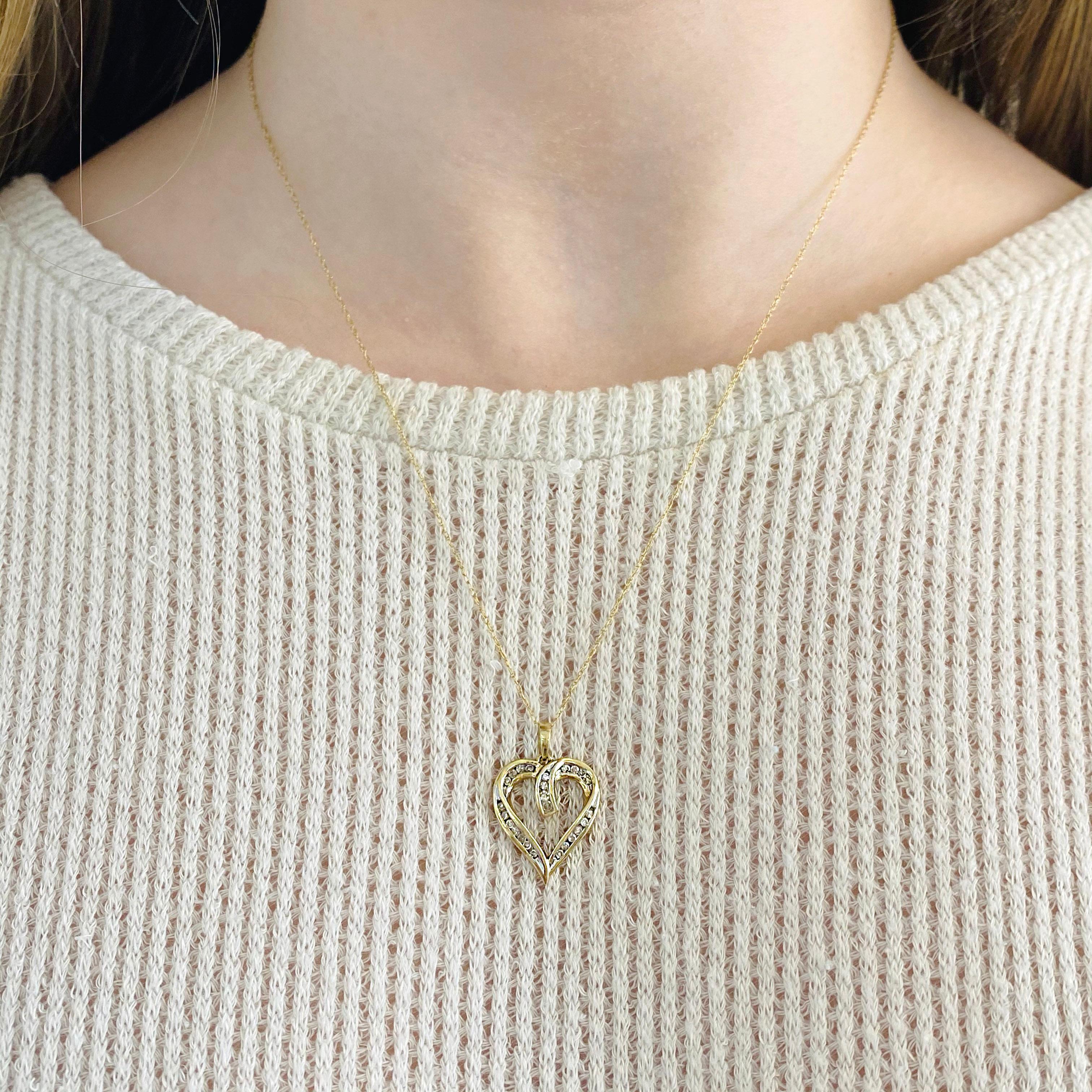 This delicate open heart pendant has .25 carat total weight diamonds.  It has 25 diamonds that are channel set and is perfect to show her that YOU REALLY LOVE HER!  The details for this beautiful necklace are listed below:
Metal Quality: 14k Yellow