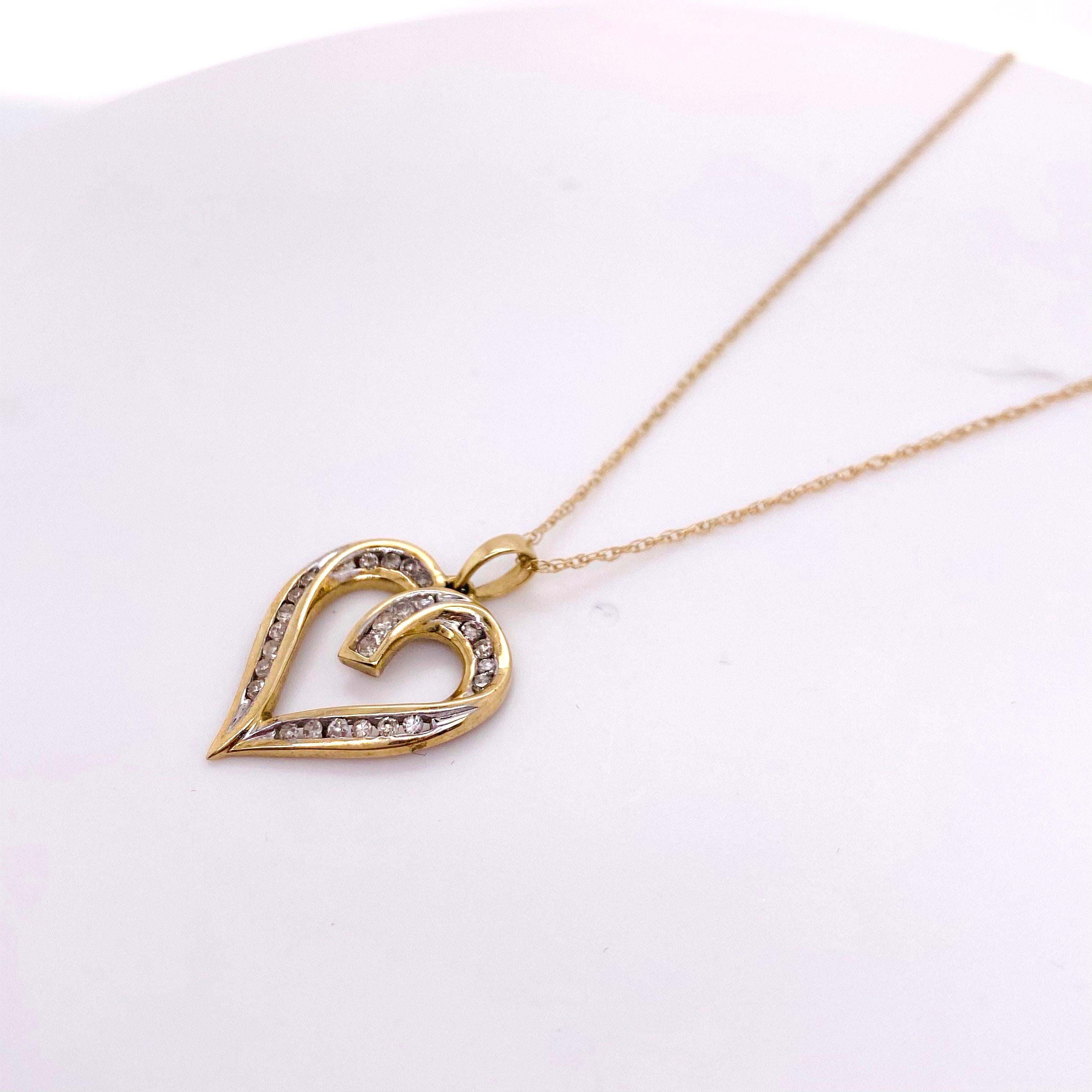 diamond open heart necklace