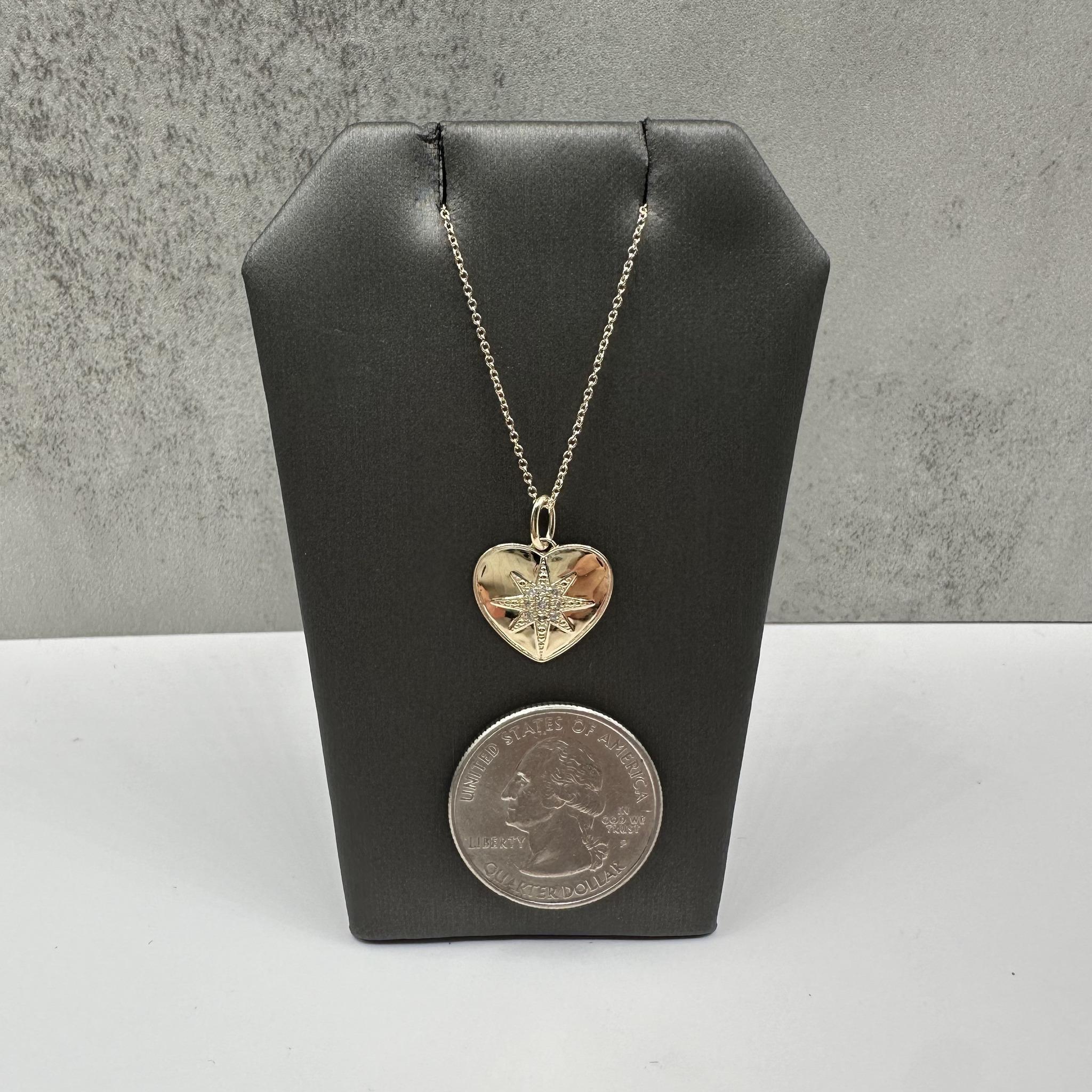 Collier en or jaune 10kt avec cœur en diamant - 0.07ctw Ajustable 15-17 pouces Neuf - En vente à West Hempstead, NY