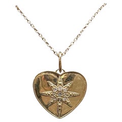 Diamond Heart Necklace in 10kt Yellow Gold – 0.07ctw Adjustable 15–17 Inches